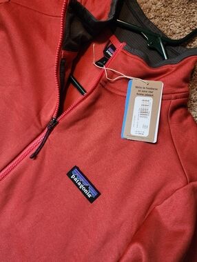 New Nwt Patagonia Sumac Red R1 Daily Quarter Fleece Zip Top L Large